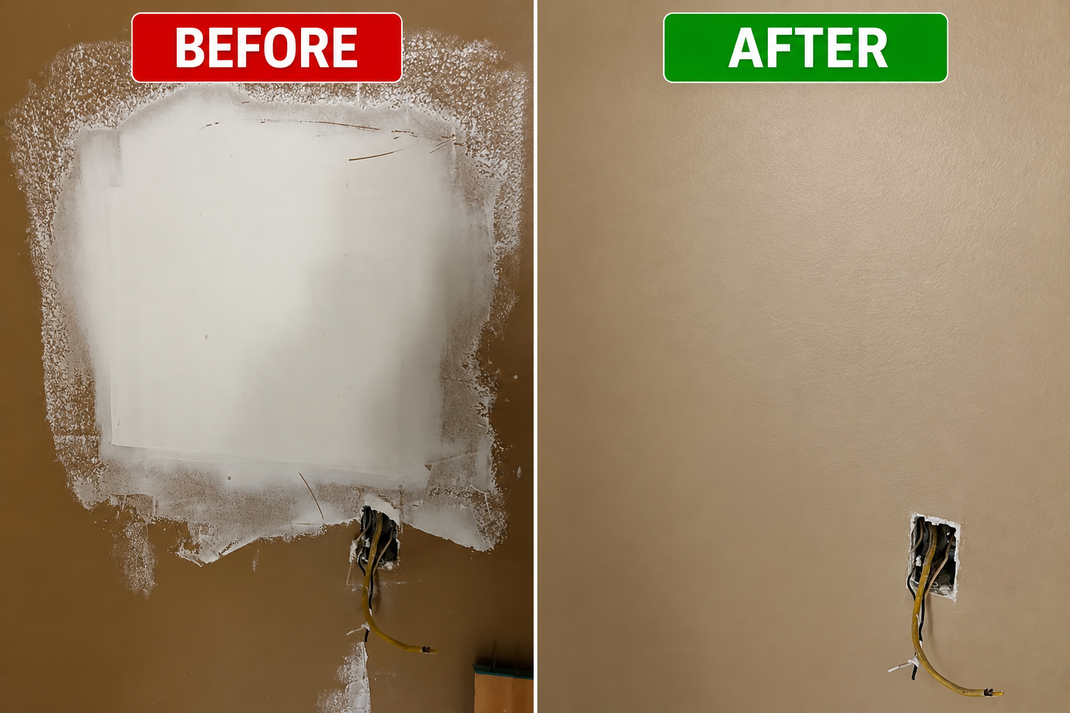 Flooring installation in Lake worth Fl Before and after drywall repair handyman services in Greenacres FL